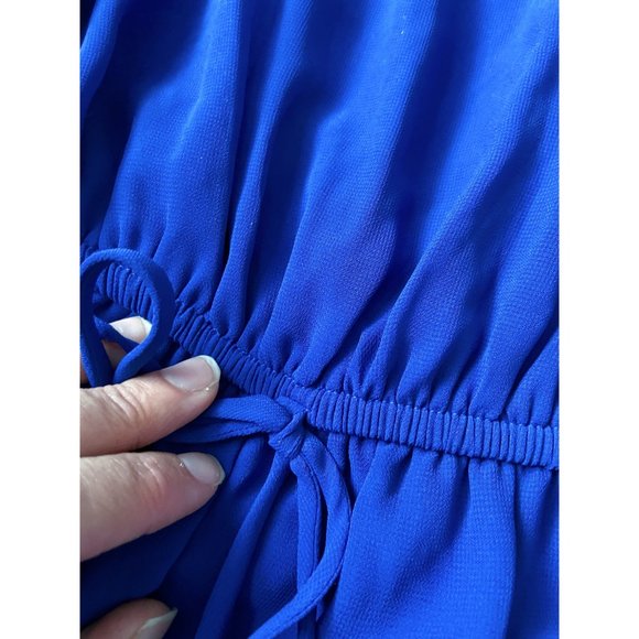 3/4 Sleeve Cobalt Cinched Waist Slip Dress - Picture 4 of 5